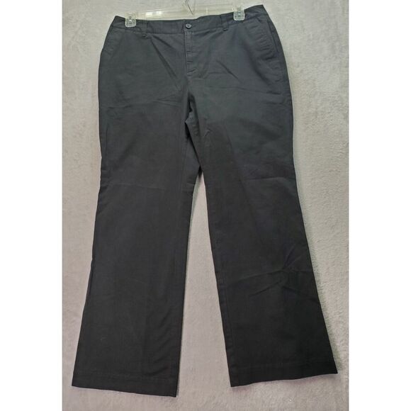 Eddie Bauer Pants Womens Size 16 Black Mercer Fit Cotton Flat Front Straight Leg - Picture 1 of 7